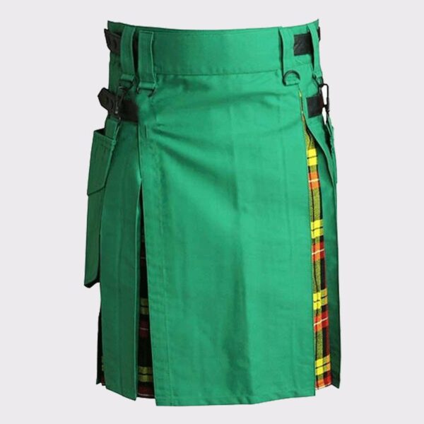 Green Hybrid Kilt with Tartan-0