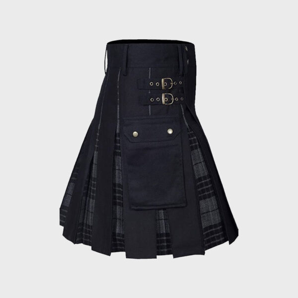 Men's 100% Cotton Jeans Hybrid Modern Box Pleated Tartan Utility Kilt