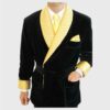 Ysl Velvet Quilted Long Dinner Smoking Jacket